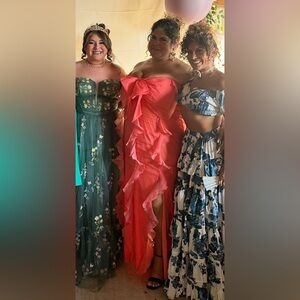 Anthropologie Hutch Vibrant Coral  Strapless Maxi Dress